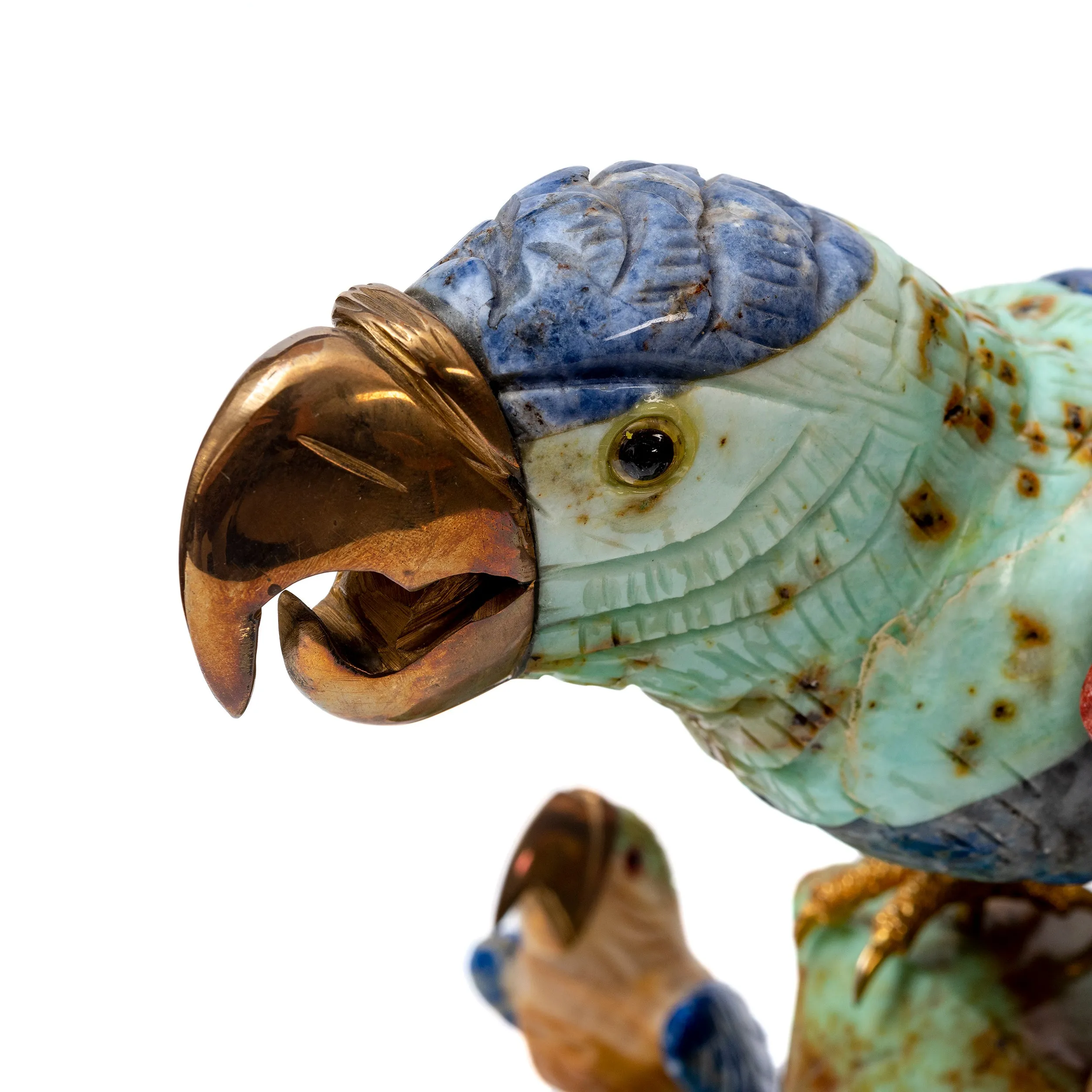 Lapis Lazuli Parrot Statue Trio | Artisan Decor Set | From the Chilean Highlands