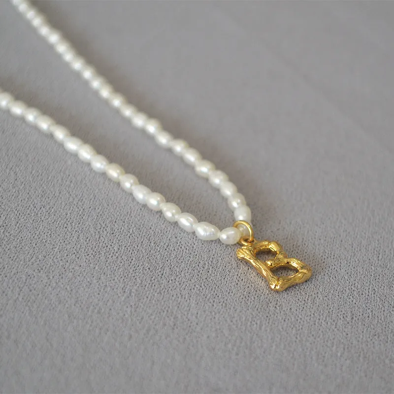 Large Initial Natural Pearl Necklace