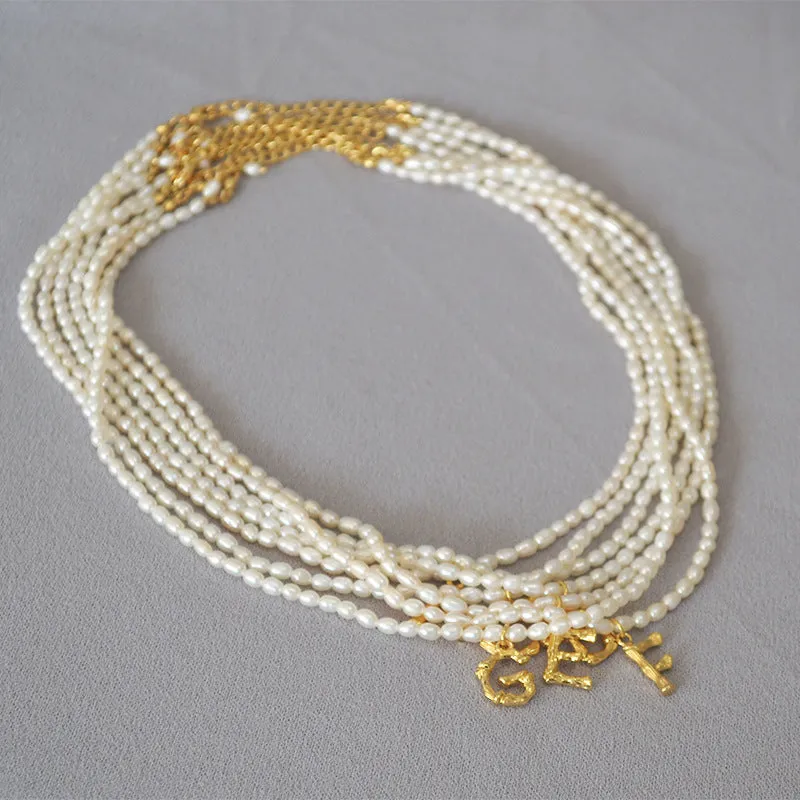 Large Initial Natural Pearl Necklace