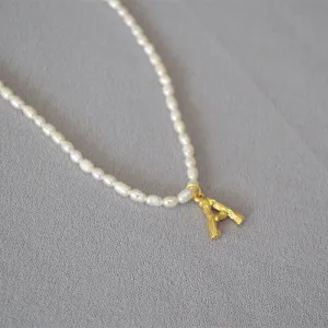 Large Initial Natural Pearl Necklace