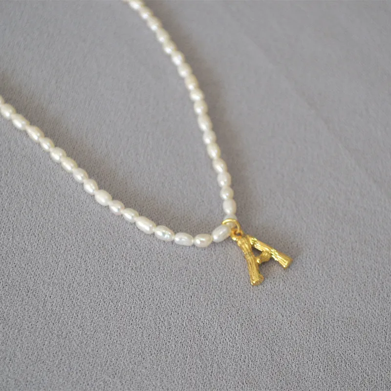 Large Initial Natural Pearl Necklace