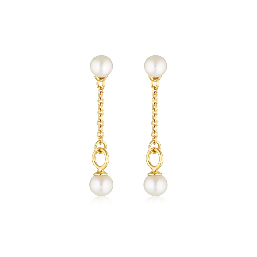 Linda Tahija Lacy Pearl Drop Earrings, Gold or Silver