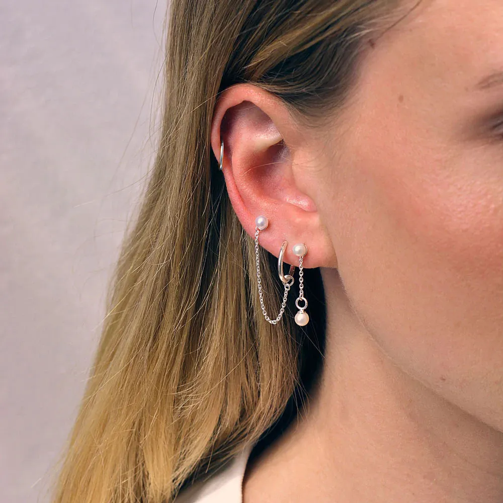 Linda Tahija Lacy Pearl Drop Earrings, Gold or Silver
