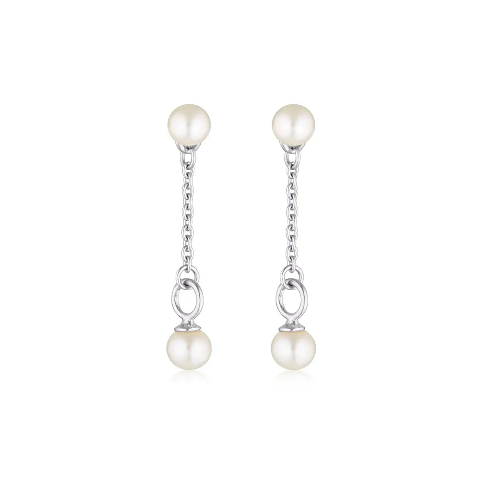 Linda Tahija Lacy Pearl Drop Earrings, Gold or Silver