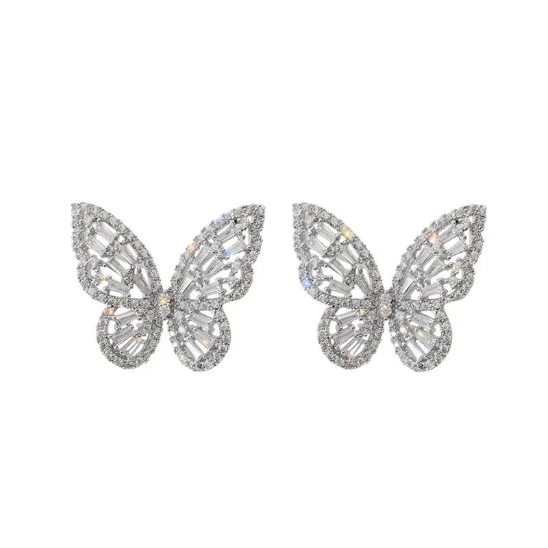 Luxurious Zircon Adorned Butterfly Earrings