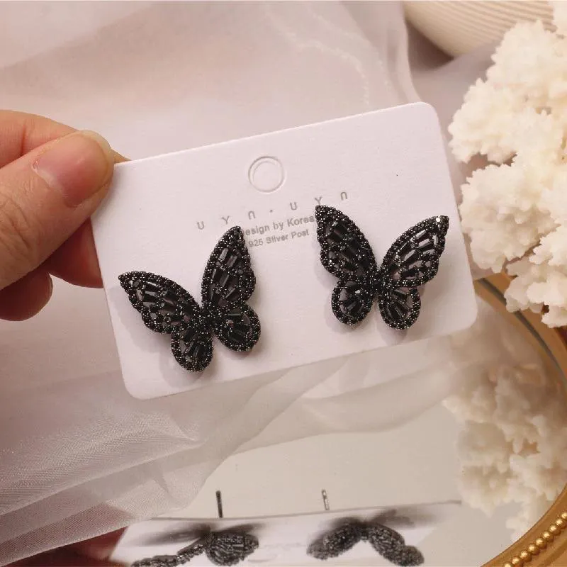 Luxurious Zircon Adorned Butterfly Earrings