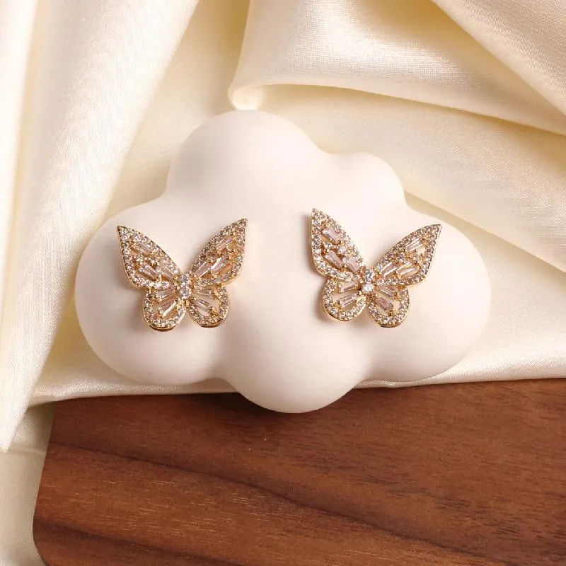 Luxurious Zircon Adorned Butterfly Earrings