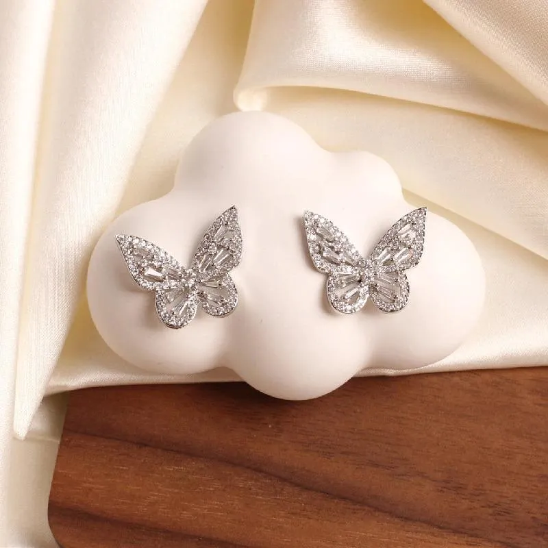 Luxurious Zircon Adorned Butterfly Earrings