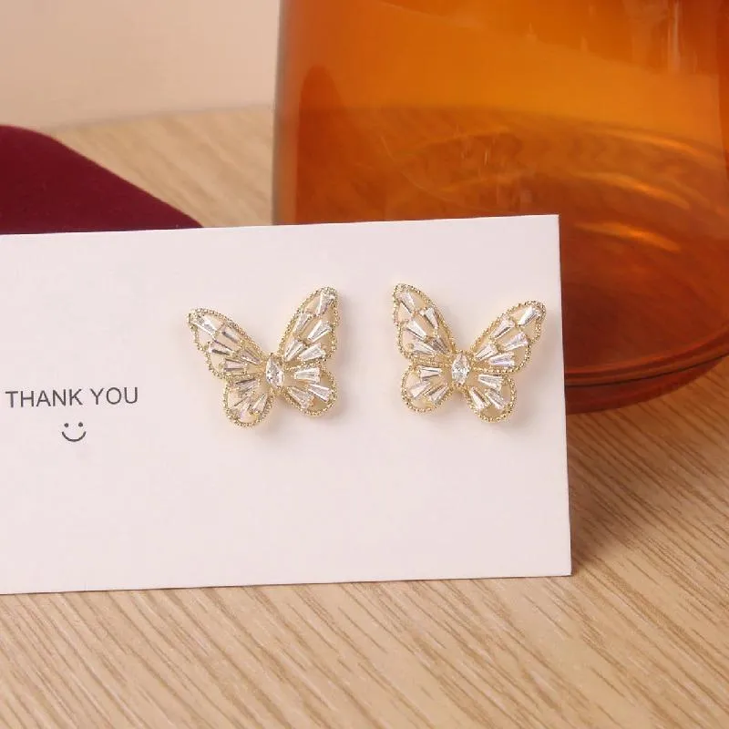 Luxurious Zircon Adorned Butterfly Earrings