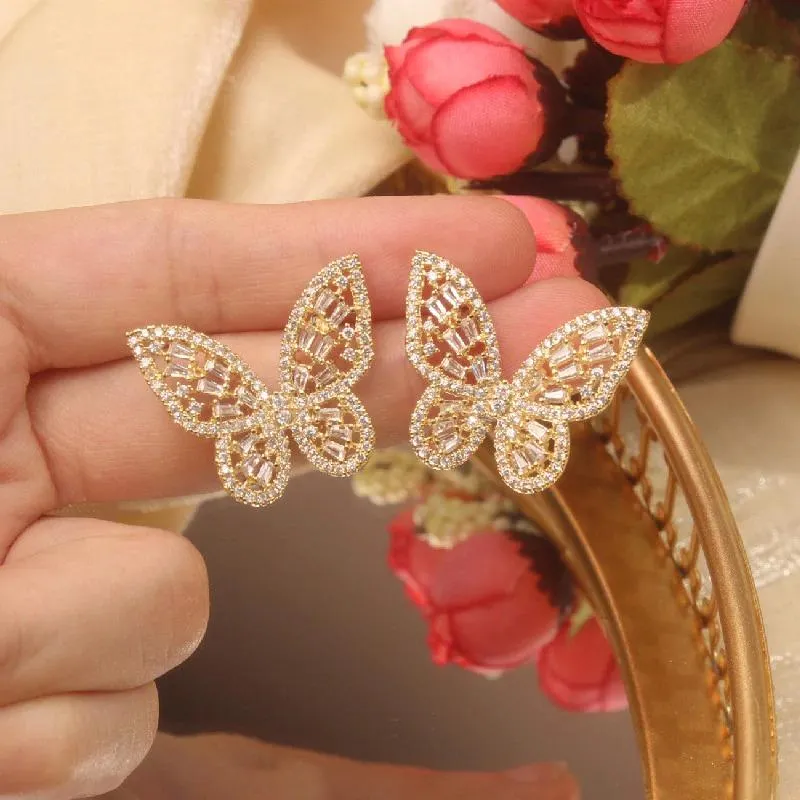 Luxurious Zircon Adorned Butterfly Earrings