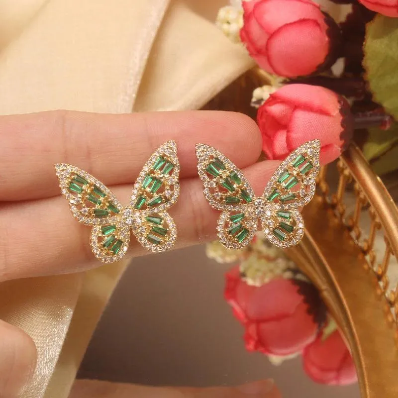 Luxurious Zircon Adorned Butterfly Earrings