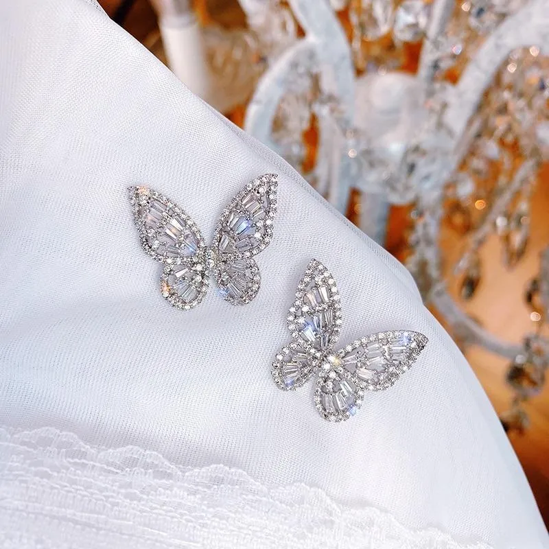 Luxurious Zircon Adorned Butterfly Earrings
