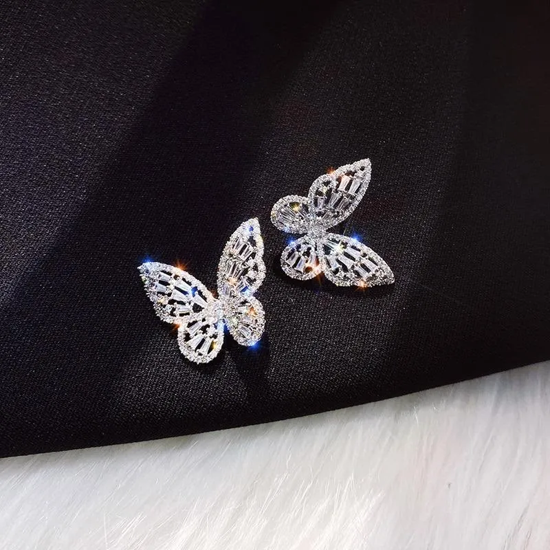 Luxurious Zircon Adorned Butterfly Earrings