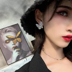 Luxurious Zircon Adorned Butterfly Earrings