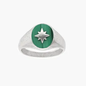 Malachite "Rio" Sterling Silver Signet Ring
