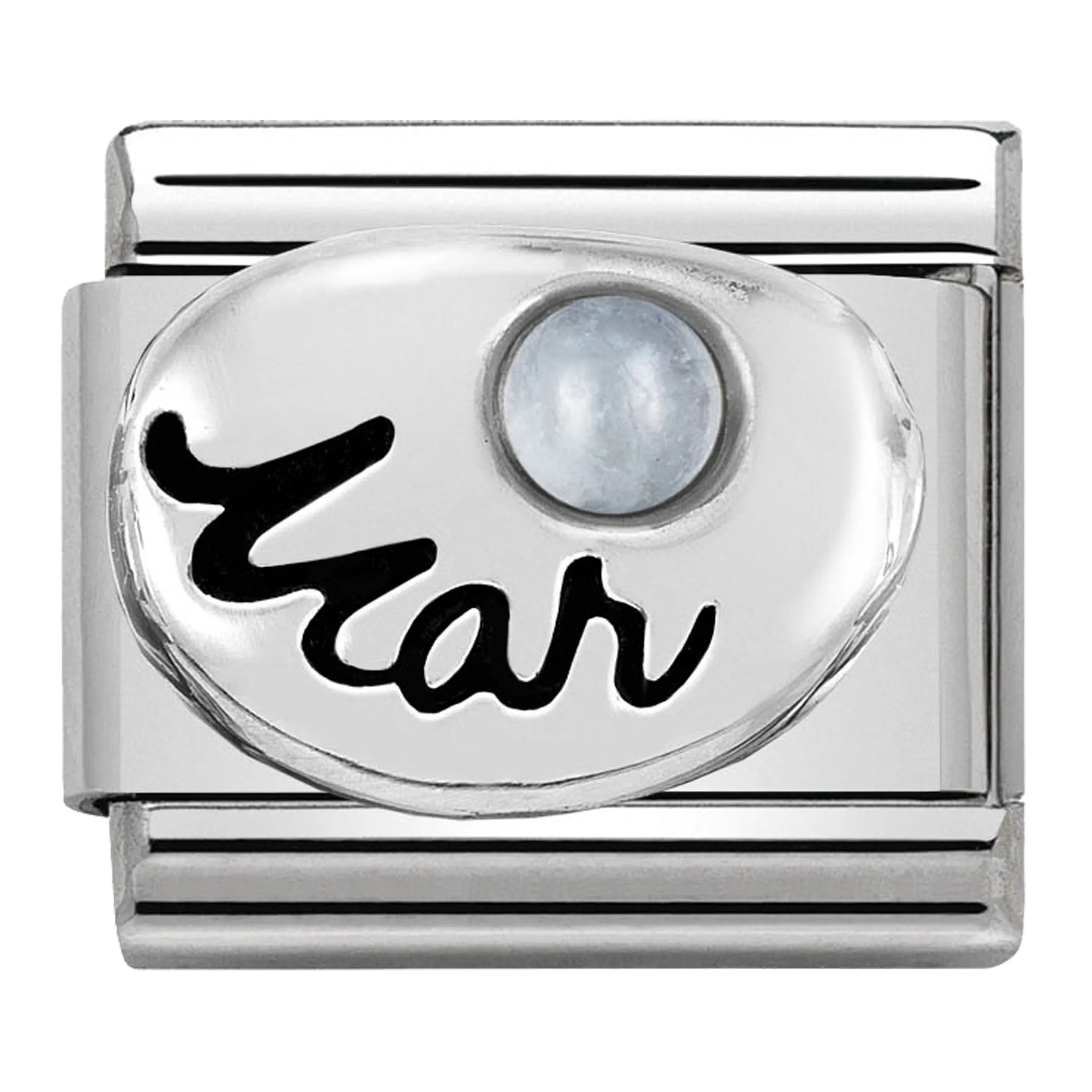 March (Aquamarine) Birthstone Silver Charm