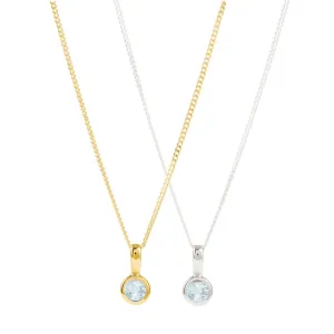 March Birthstone Charm Necklace - Aquamarine