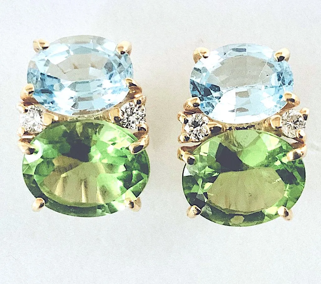 Medium GUM DROP™ Earrings with Blue Topaz Peridot and Diamonds
