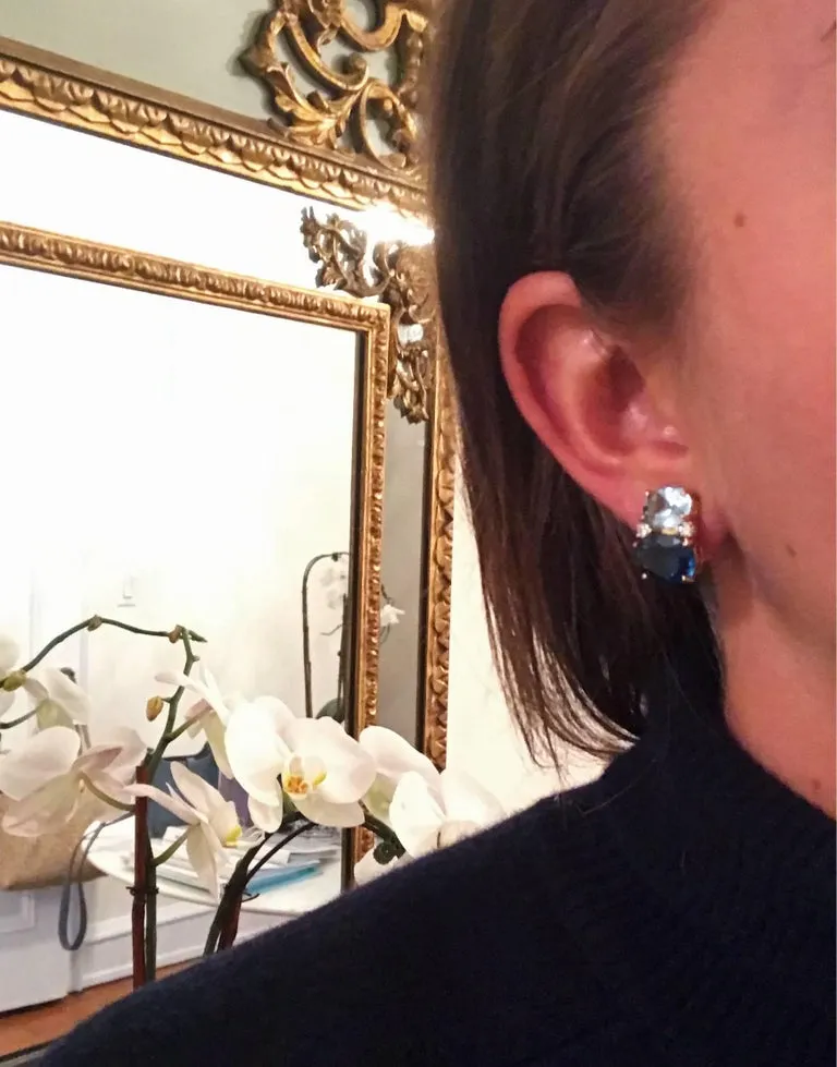 Medium GUM DROP™ Earrings with Blue Topaz Peridot and Diamonds