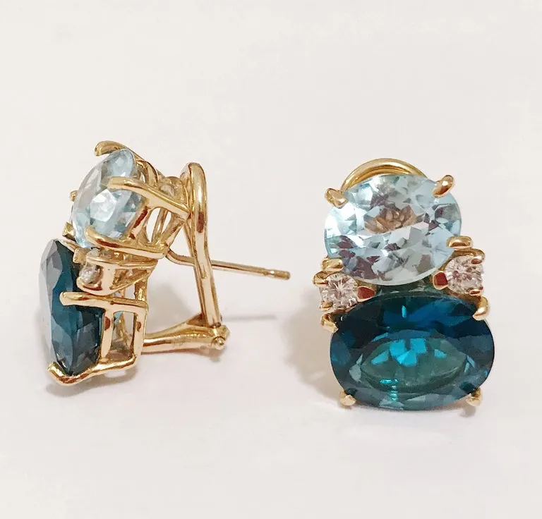 Medium GUM DROP™ Earrings with Blue Topaz Peridot and Diamonds