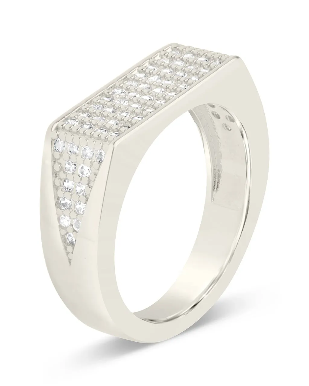 Men's CZ Bar Signet Ring