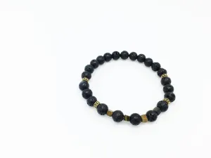 Men's Tiger and Lavastone Bead Bracelet