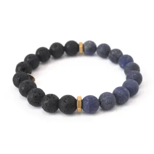 Midnight Lapis Lazuli   Lava Crystal Bracelet