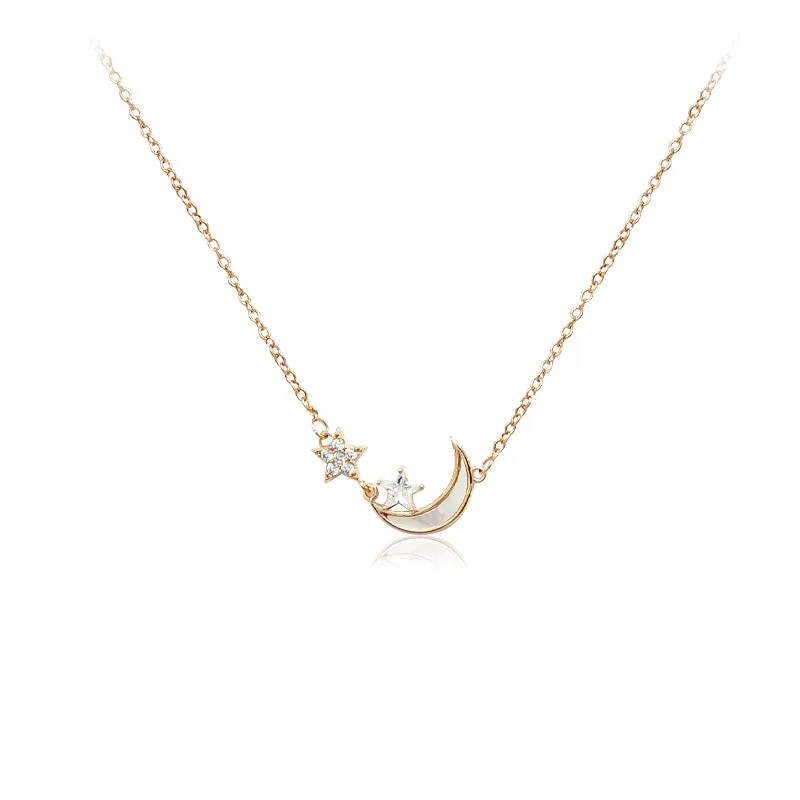 Moon & Star Mother of Pearl Necklace
