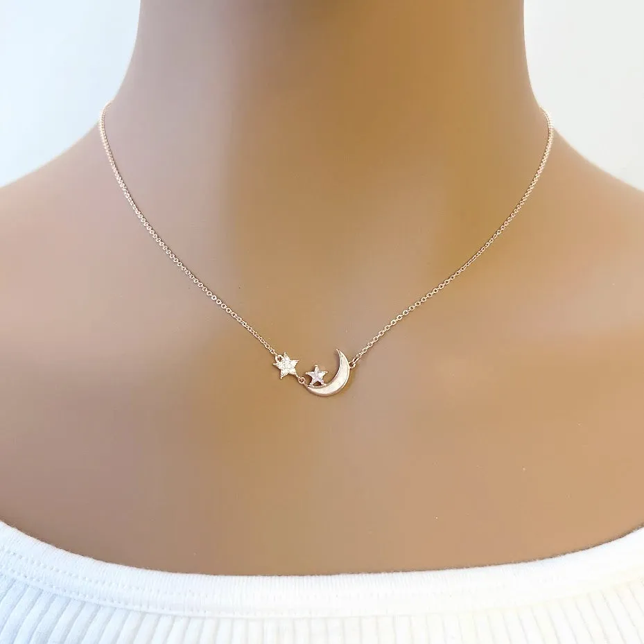 Moon & Star Mother of Pearl Necklace