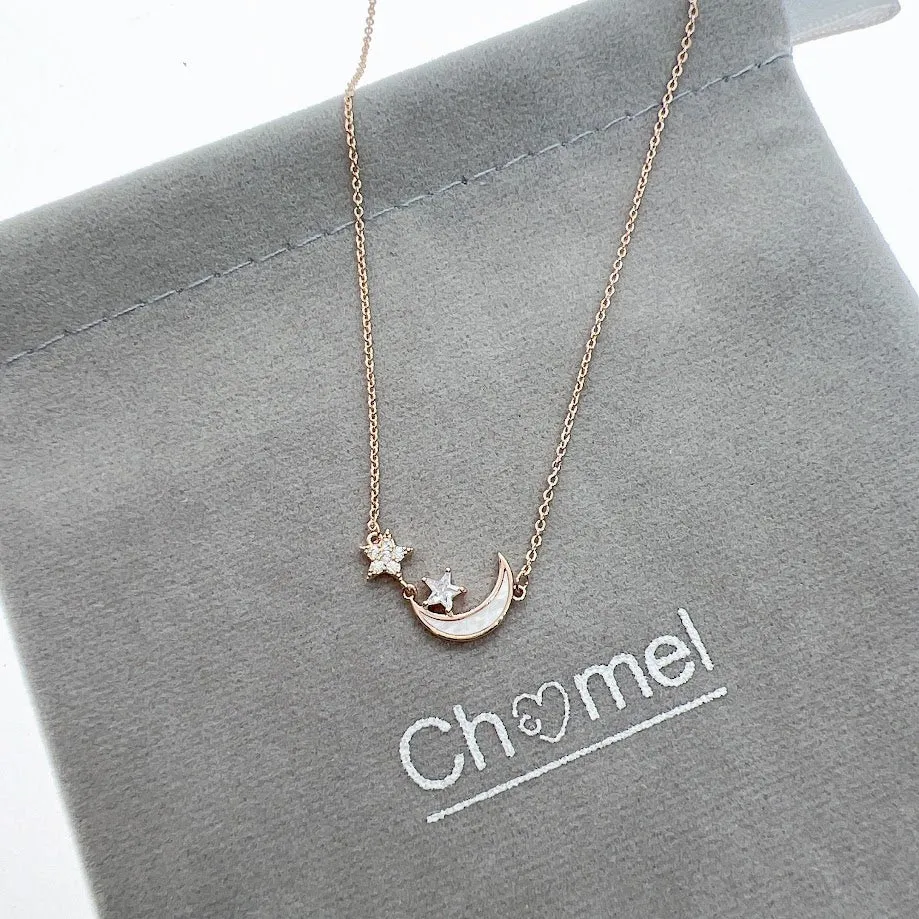 Moon & Star Mother of Pearl Necklace