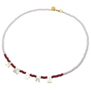 Mother of Pearl Shell Personalised Name Two Tone Glass Rocaille Bead Necklace