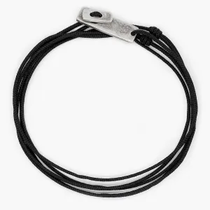 Multi Wraps String Bracelet With Sterling Silver Button (Black)
