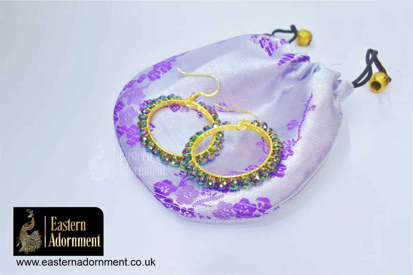 Mystic Topaz Beaded Gold Hoop Earrings