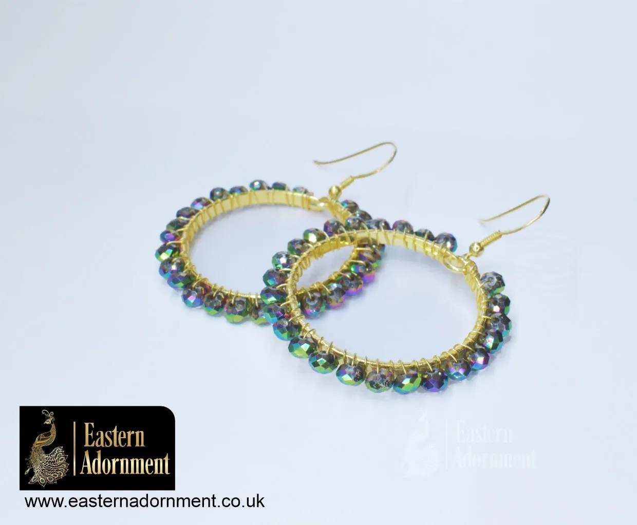 Mystic Topaz Beaded Gold Hoop Earrings