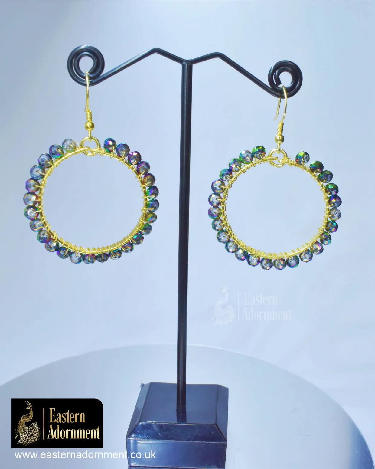 Mystic Topaz Beaded Gold Hoop Earrings