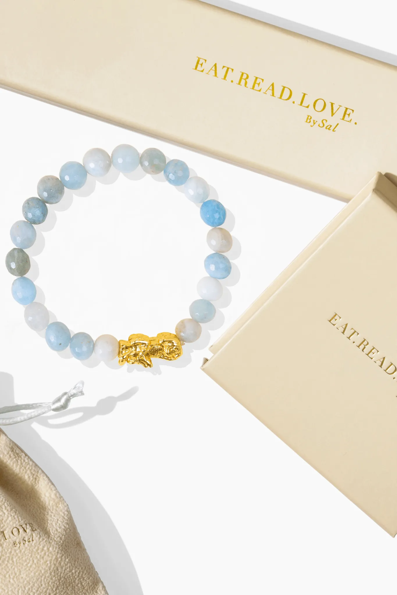 Natural Aquamarine Fortune Pixiu Feng Shui Bracelet