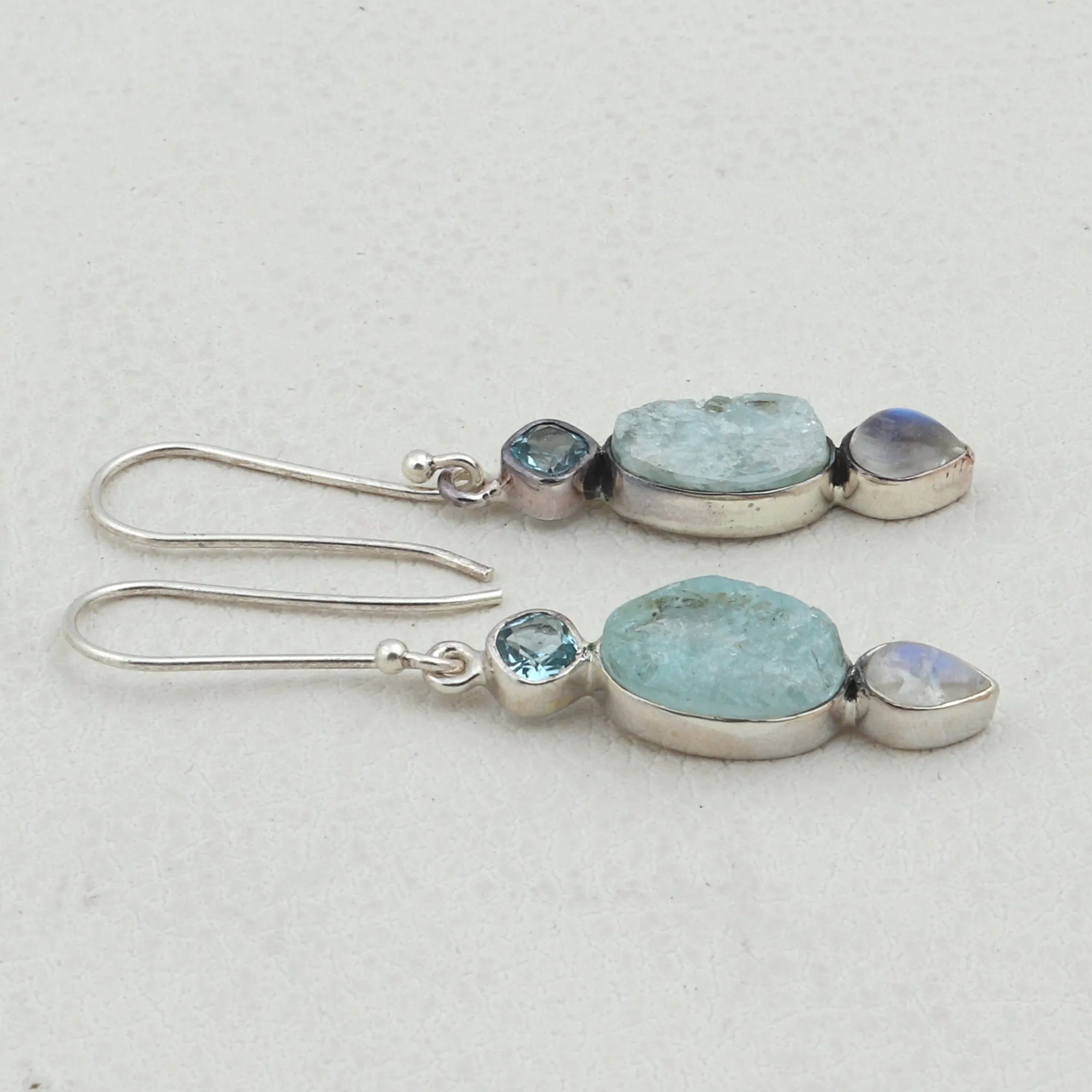 Natural Aquamarine Jewelry Set 925 Sterling Silver
