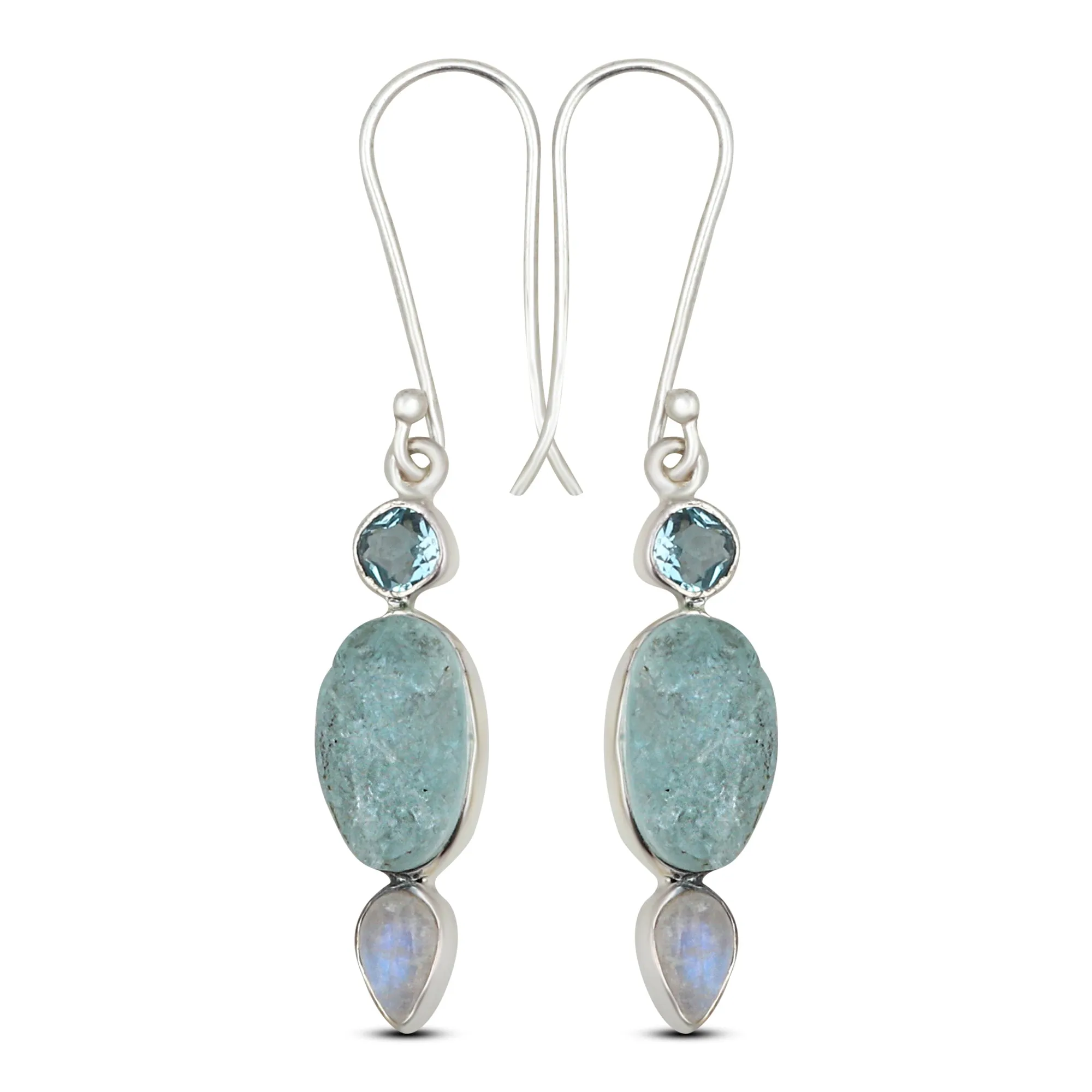 Natural Aquamarine Jewelry Set 925 Sterling Silver