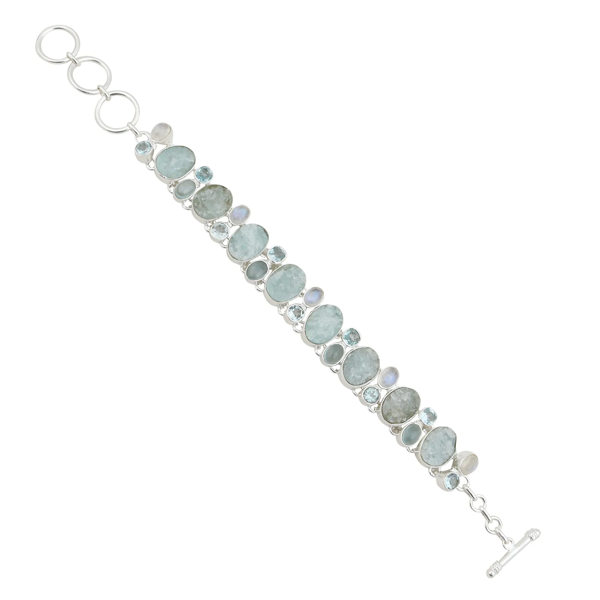 Natural Aquamarine Jewelry Set 925 Sterling Silver