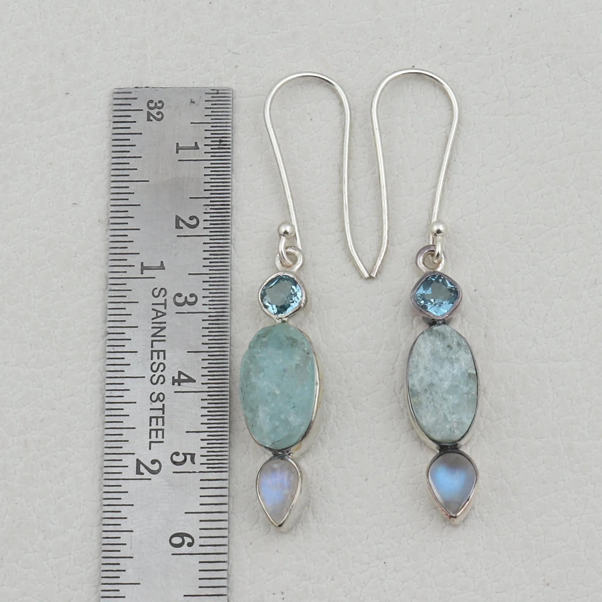 Natural Aquamarine Jewelry Set 925 Sterling Silver