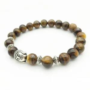 Natural Tiger Rock Beads with Budda Face Bracelet