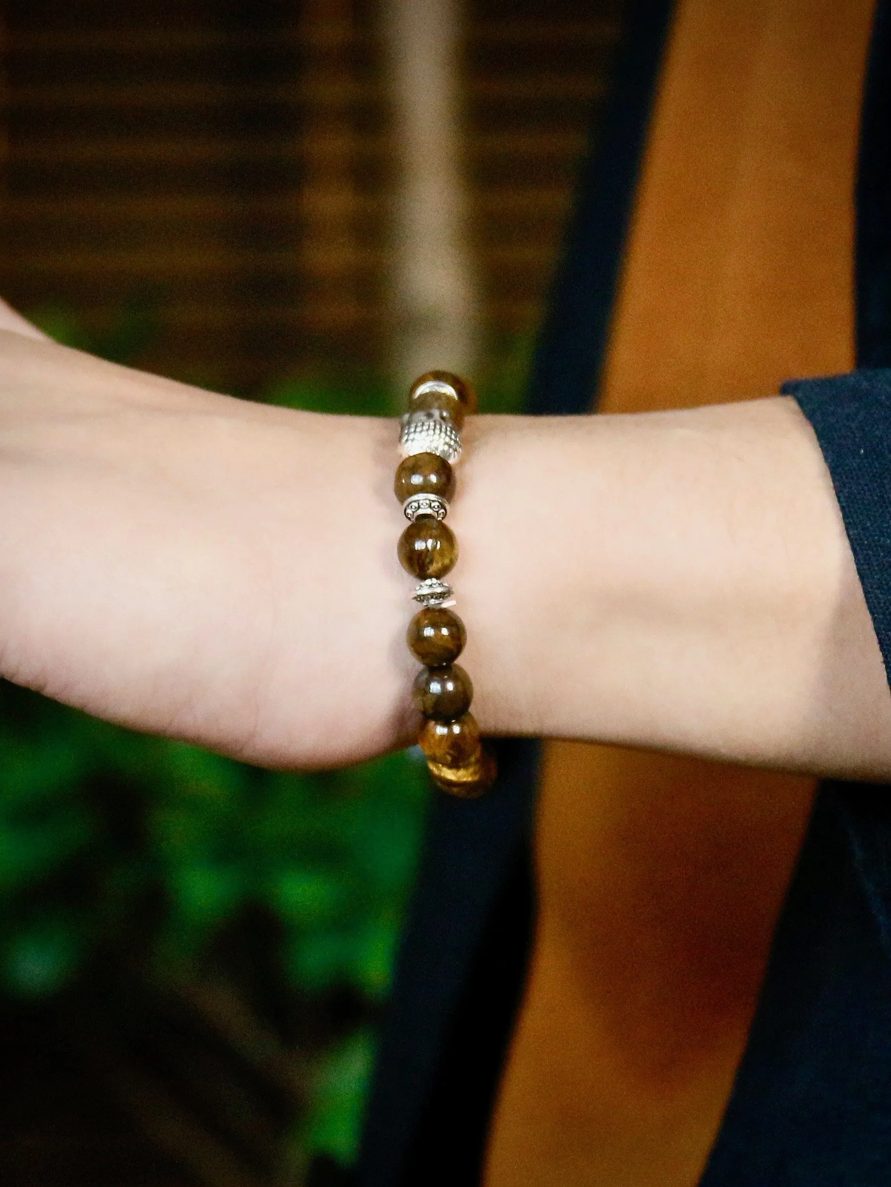 Natural Tiger Rock Beads with Budda Face Bracelet