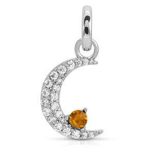 November Topaz Birthstone Charm - Moon