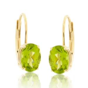 Oval Peridot Drop Earrings