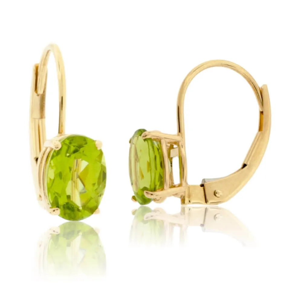 Oval Peridot Drop Earrings