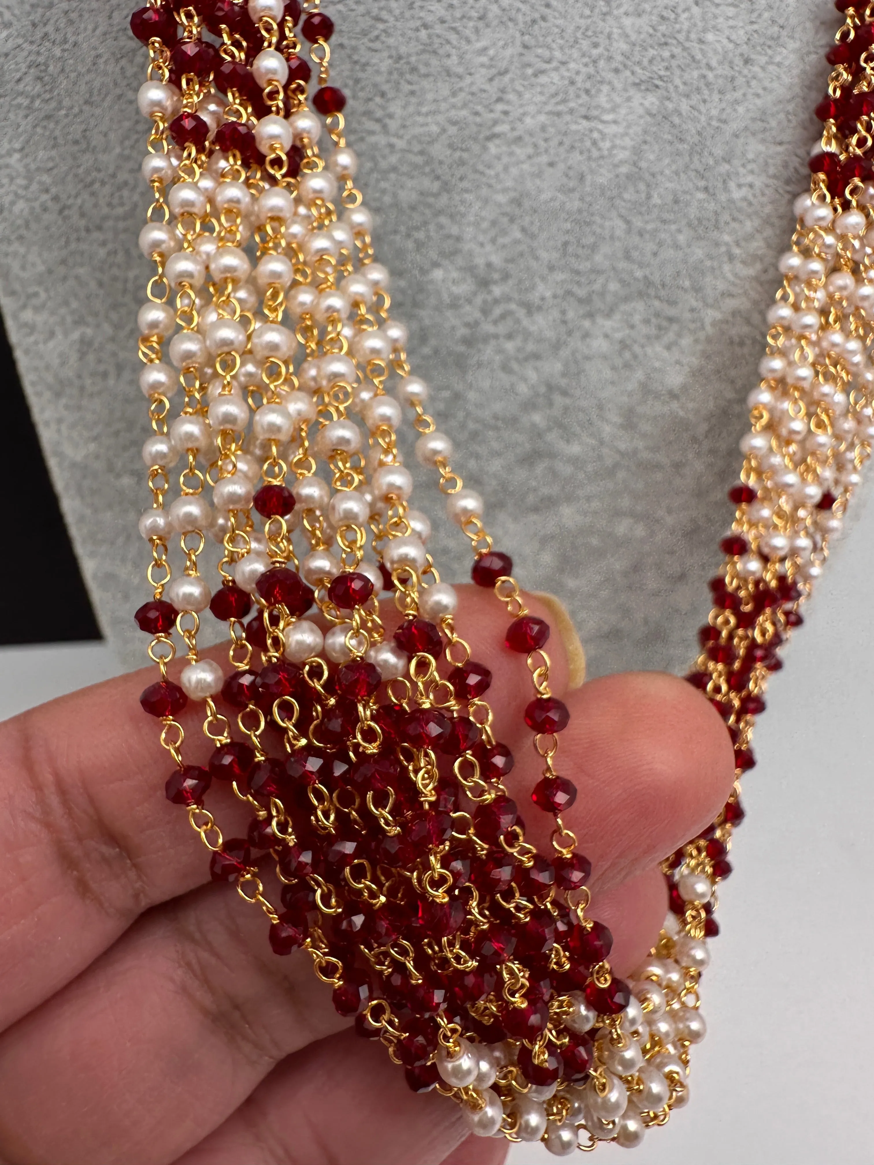 Pearl Bunch Multi Color 15 Line Necklace