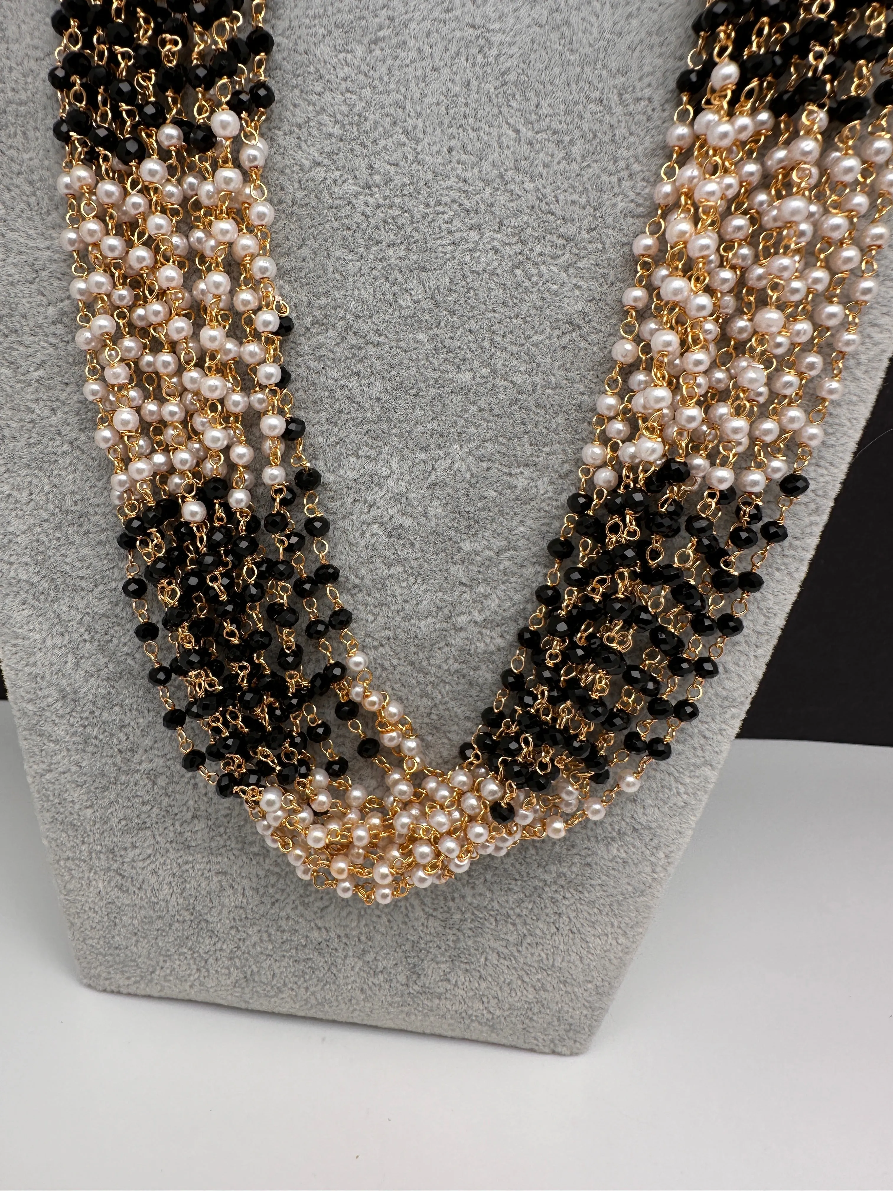 Pearl Bunch Multi Color 15 Line Necklace