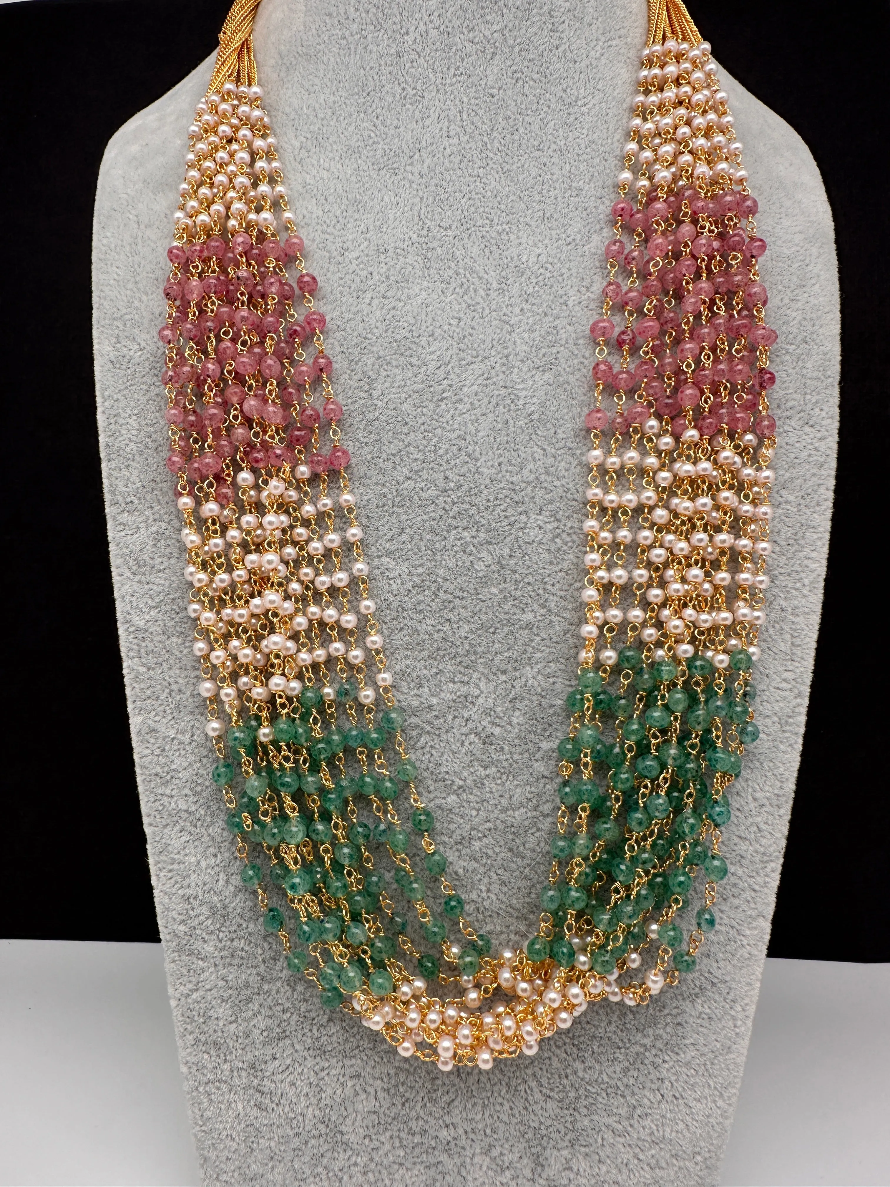 Pearl Bunch Multi Color 15 Line Necklace
