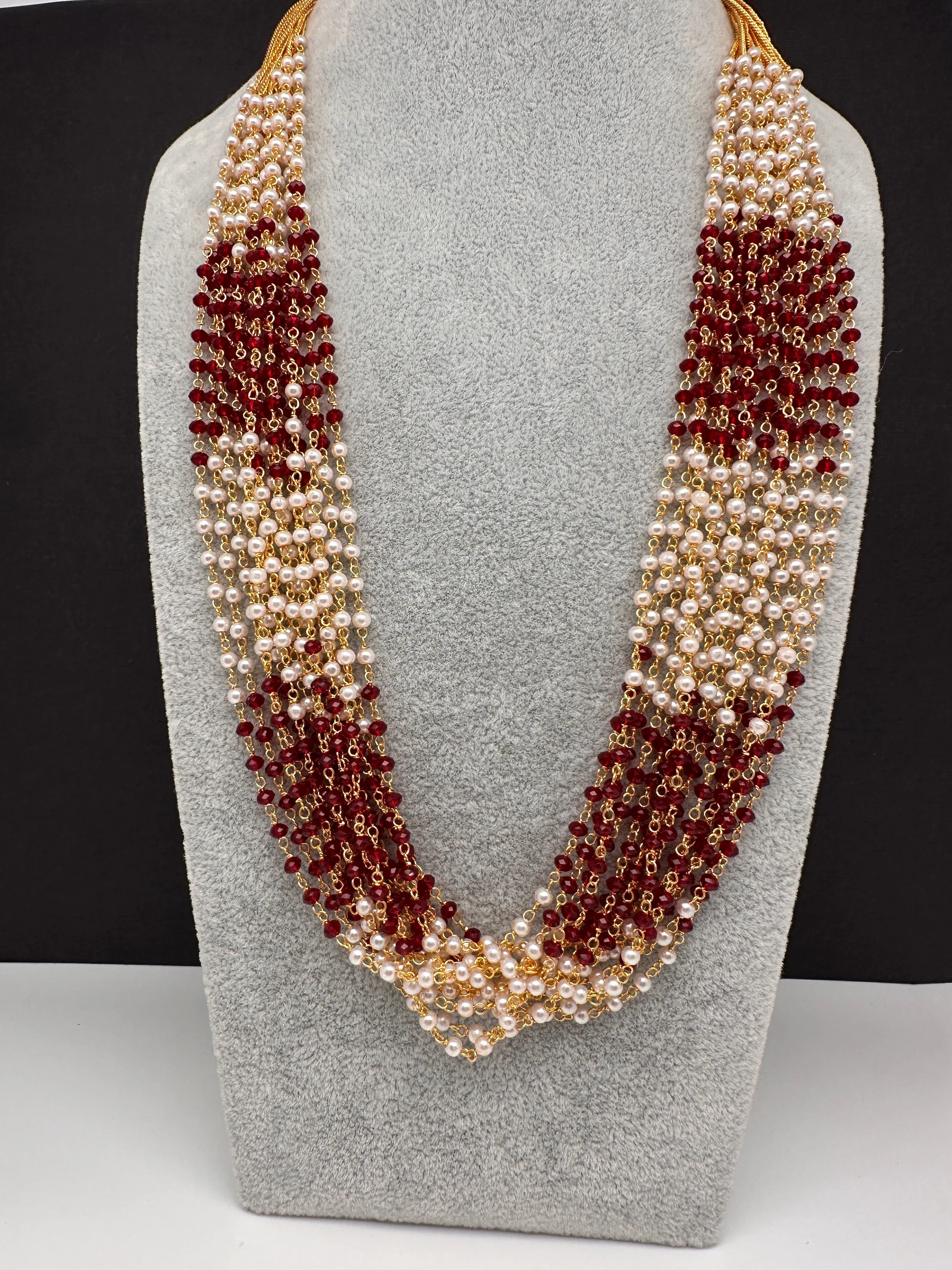 Pearl Bunch Multi Color 15 Line Necklace