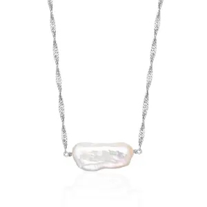 Pearl Twist Chain Necklace - Silver - SPS-72